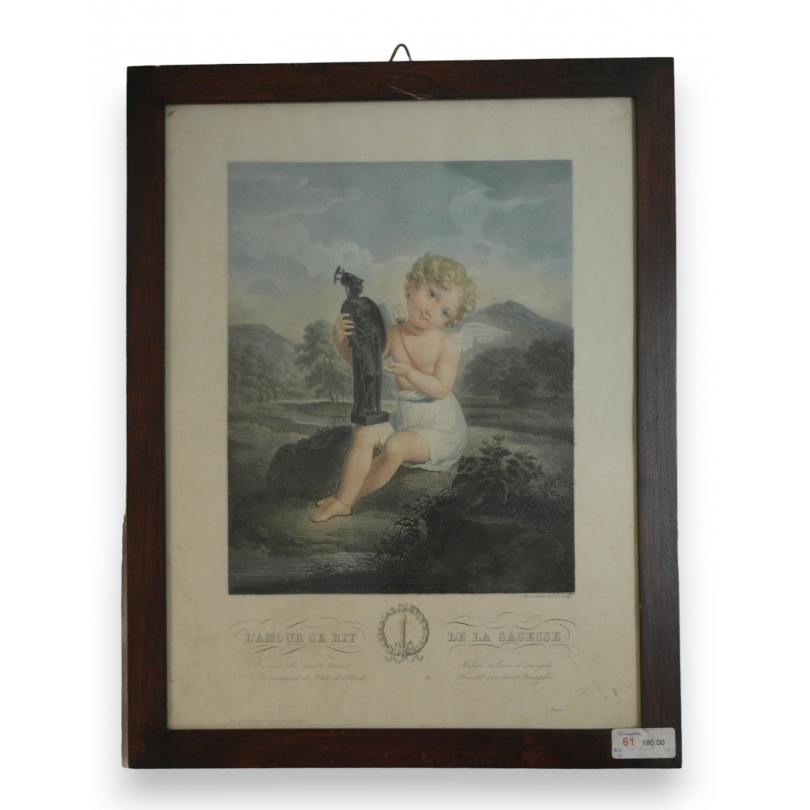 Engraving ‘Love mocks wisdom’ by Moinat SA – Antiques and decorative items – Engravings, lithographs