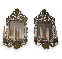 Paire d'appliques-miroir Napoléon III à 5 lumières