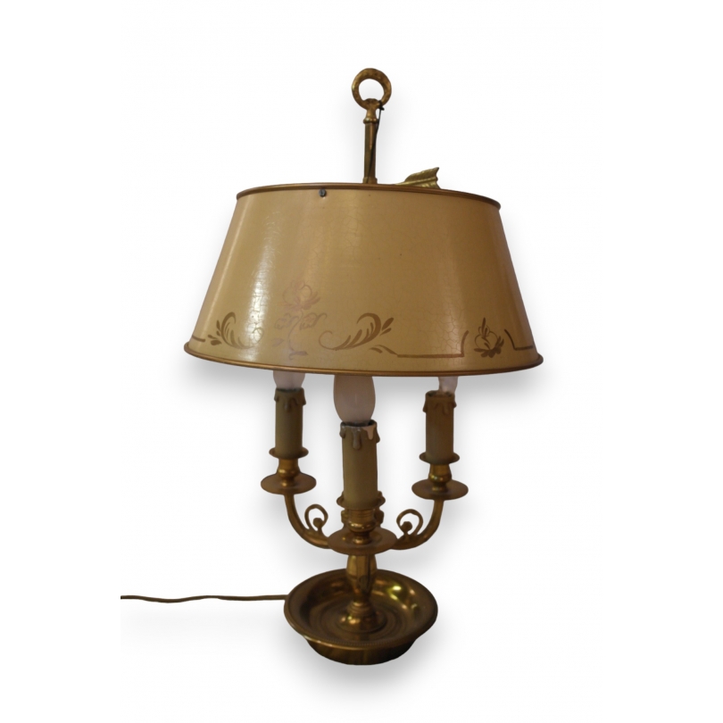 Lampe bouillotte avec abat-jour peint
