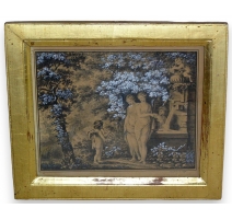 Gravure "Nymphes" réhausée de gouache