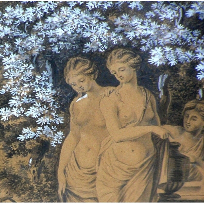 Engraving ‘Nymphs’, enhanced with gouache, by Moinat SA – Antiques and decorative items – Engravings, lithographs