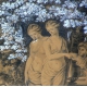 Gravure "Nymphes" réhausée de gouache