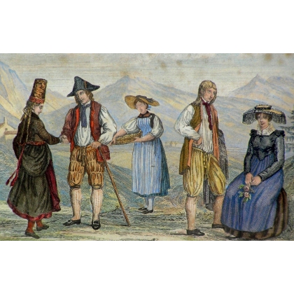 Engravings of Swiss costumes at Moinat SA – Antiques and decorative items – Engravings, lithographs