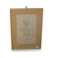 Dessin "Femme assise" signé O. Vautier