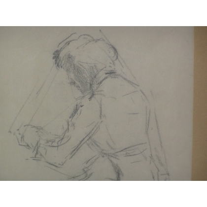  Dessin "Femme assise" signé O. Vautier sur  Moinat SA  - Antiquités décoration