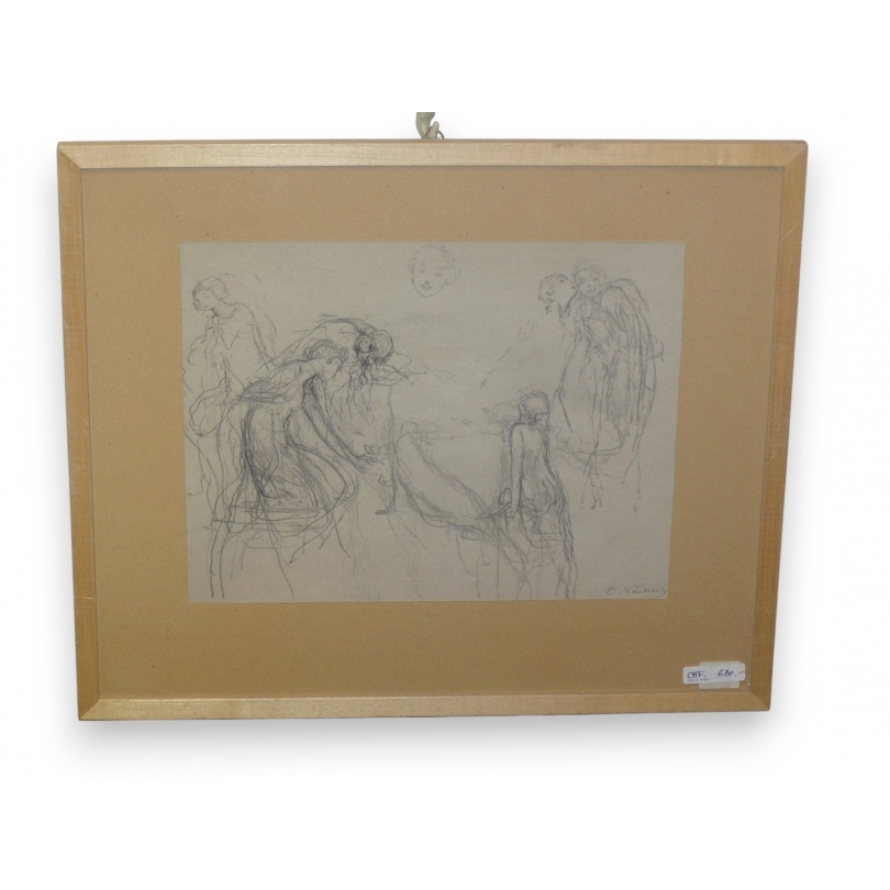 Drawing entitled ‘Characters’ by O. Vautier on Moinat SA – Antiques and decorative items