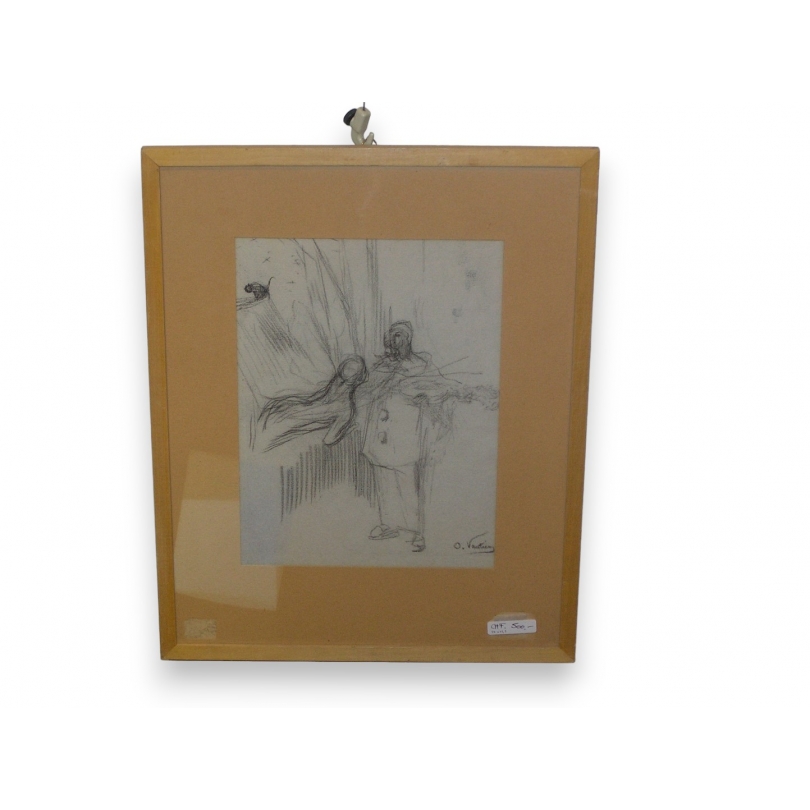  Dessin "Personnages" signé O. Vautier sur  Moinat SA  - Antiquités décoration