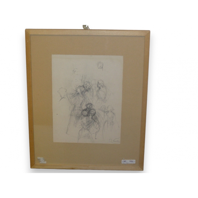  Dessin "Personnages" signé O. Vautier sur  Moinat SA  - Antiquités décoration