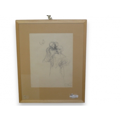  Dessin "Personnages" signé O. Vautier sur  Moinat SA  - Antiquités décoration