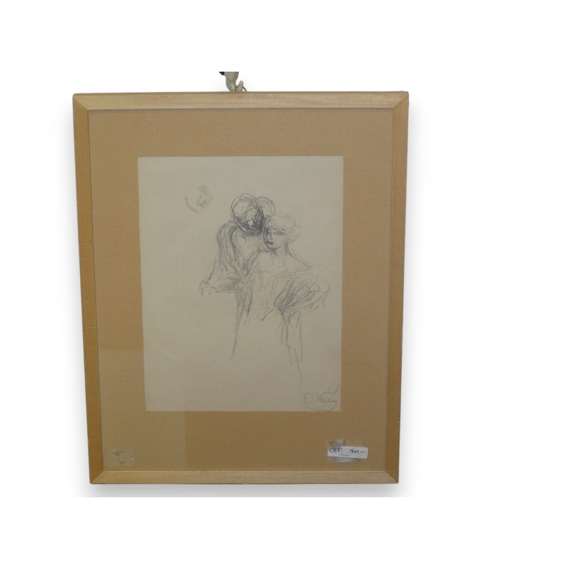  Dessin "Personnages" signé O. Vautier sur  Moinat SA  - Antiquités décoration