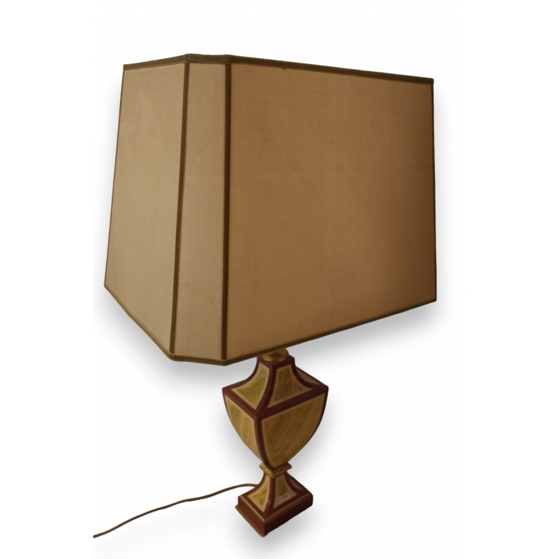 Faux-marble painted lamp with lampshade at  Moinat SA  - Antiques and home décor