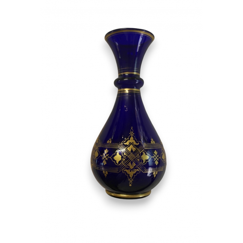  Vase en verre bleu décor or sur  Moinat SA  - Antiquités décoration