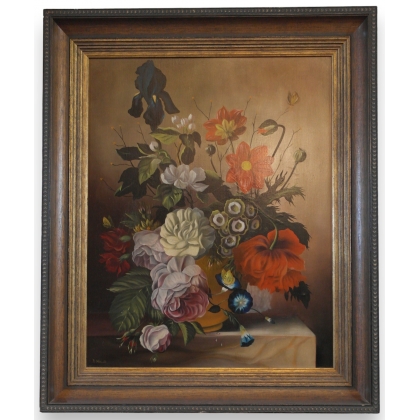Huile sur toile \"bouquet de fleurs\"