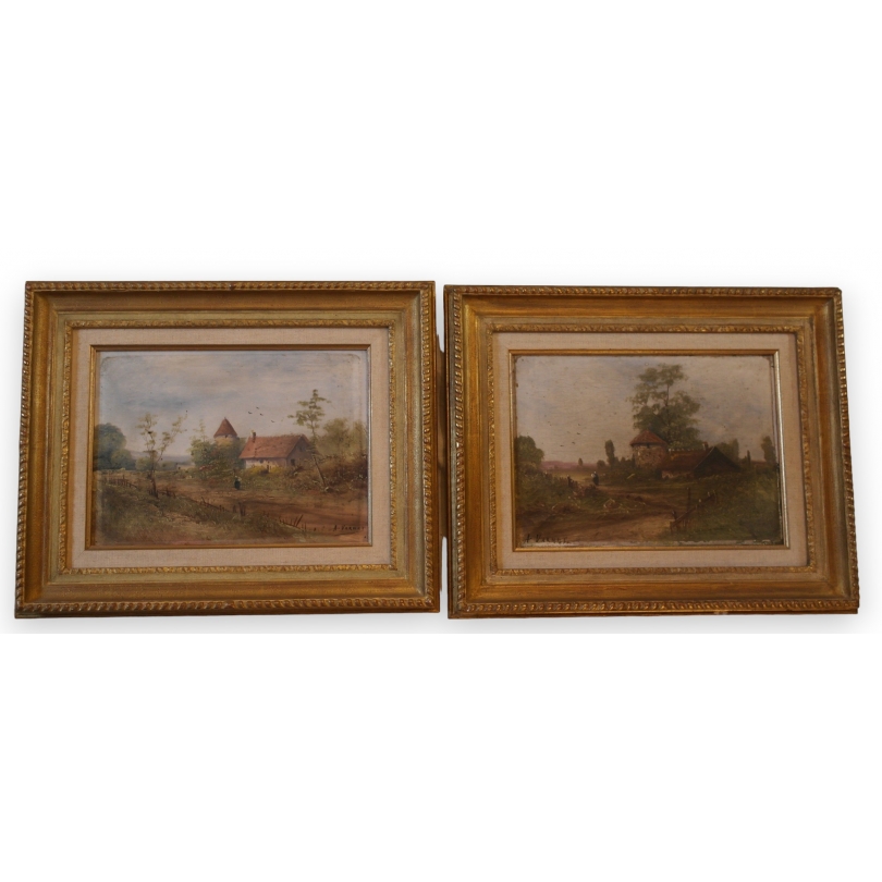 Paintings | Pair of oil-on-canvas ‘landscape’ paintings by Moinat SA  – Antiques and home décor