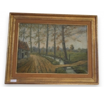 Huile sur toile "Campagne Belge"