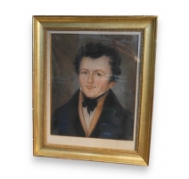 Pastel "portrait" sous verre daté 1837