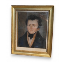 Pastel "portrait" sous verre daté 1837