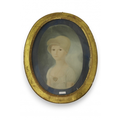  Tableau pastel "fille" sur  Moinat SA  - Antiquités décoration