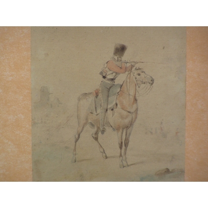 Drawing entitled ‘Cossack Soldier’, attributed to KLEIN, at Moinat SA – Antiques and decorative arts