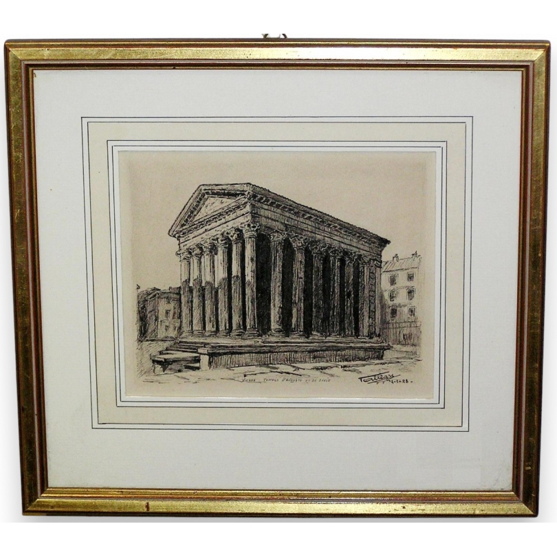 Gravure "Vienne - Le temple d'Auguste et Livie"