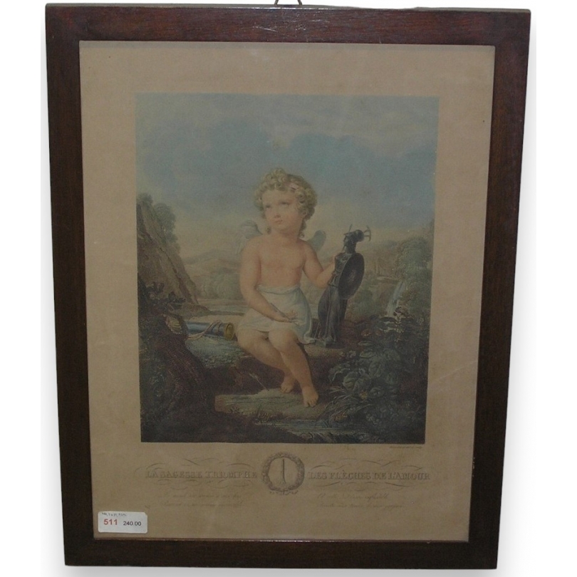 Gravure "La sagesse triomphe de  sur Moinat SA  - Antiquités décoration -  Gravures, Lithos
