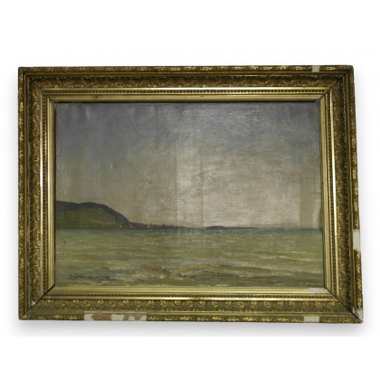 Tableau \"Bord de mer\" signé JEANNERET,