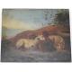 Assiette en faïence verte chasse Cerf