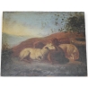 Assiette en faïence verte chasse Cerf