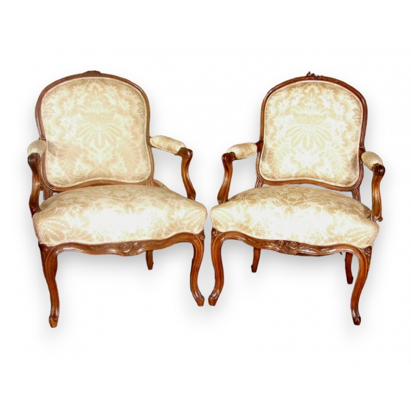 A pair of imitation Louis XV armchairs. Available from  Moinat SA  - Antiques and home décor