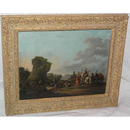 Tableau \"Caravane, exile Mamelouk\" signé BERTAUX