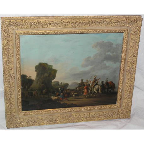 Paintings | Painting entitled ‘Caravan, Mamluk Exile’ signed BERTAUX Moinat SA  – Antiques and home décor