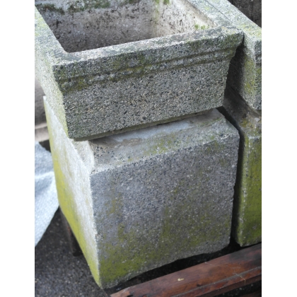 A pair of square plinths, made of moulded stone. From  Moinat SA  - Antiques and Decor