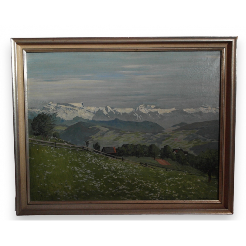 Paintings | Oil on canvas ‘View of Erlenbach’ Moinat SA  – Antiques and home décor