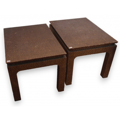  Paire de table en paille tressée, 1940 sur  Moinat SA  - Antiquités décoration