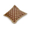 Coussin en damier rouille et jaune