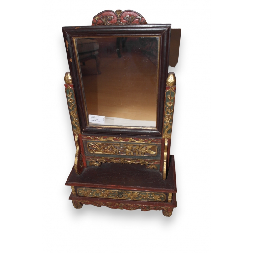 Petit miroir de table en bois