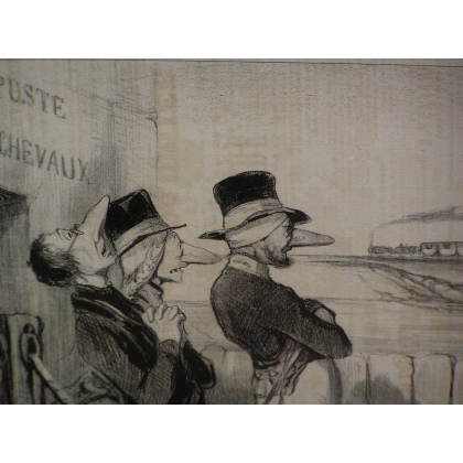 Gravure satirique "Les chemins de fer"  sur Moinat SA  - Antiquités décoration -  Gravures, Lithos
