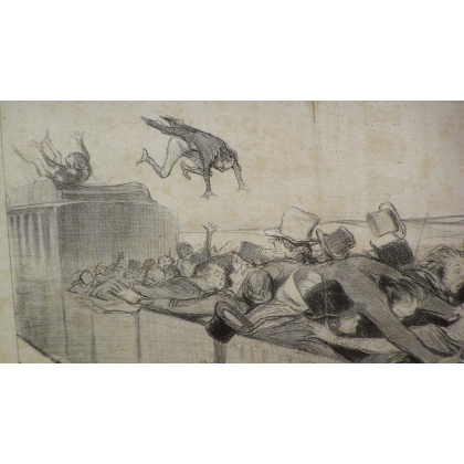 Gravure satirique "Les chemins de fer"  sur Moinat SA  - Antiquités décoration -  Gravures, Lithos