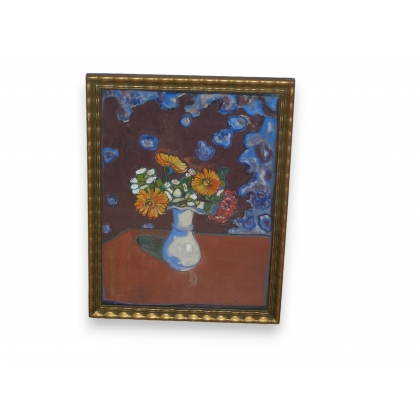 Gouache "bouquet de fleurs" signé F.  sur Moinat SA  - Antiquités décoration -  Gouaches, Aquarelles, Pastels