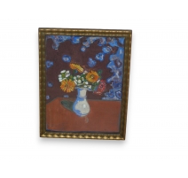 Gouache "bouquet de fleurs" signé F.