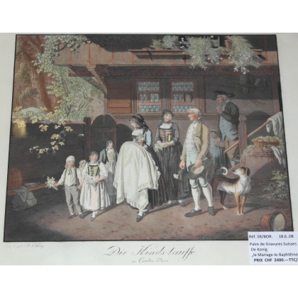 Paire de gravures "Die Hochzeit - Die  sur Moinat SA  - Antiquités décoration -  Gravures, Lithos