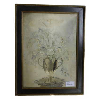 Tableau brodé \"Bouquet\" en soie
