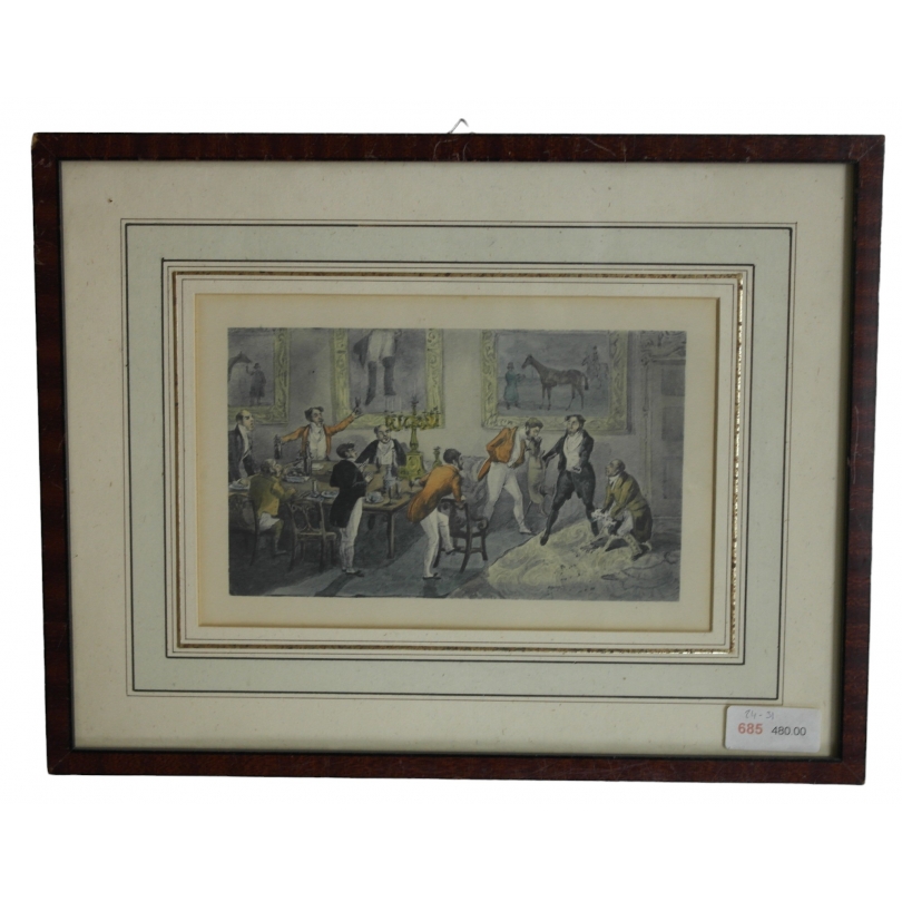 Gravure "Scène comique"  sur Moinat SA  - Antiquités décoration -  Gravures, Lithos