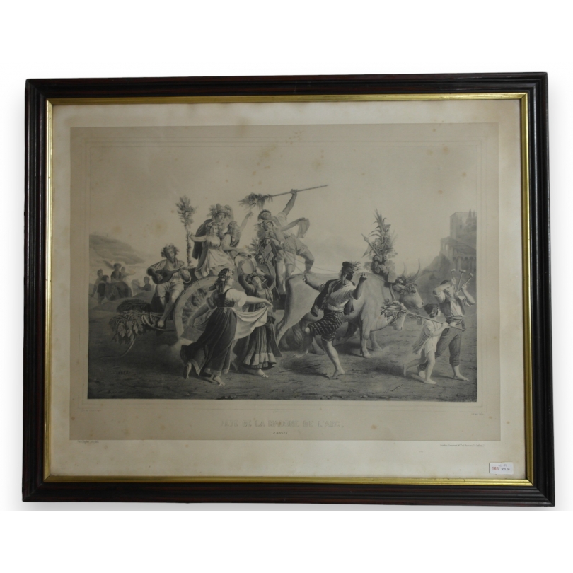 Engraving: ‘Feast of Our Lady of the Bow in Sur Moinat SA’ – Antiques and home décor – Engravings, lithographs