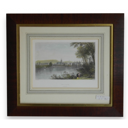 Engraving "Basle on the Rhine" by BARTLETT, on Moinat SA – Antiques and decorative items – Engravings, lithographs