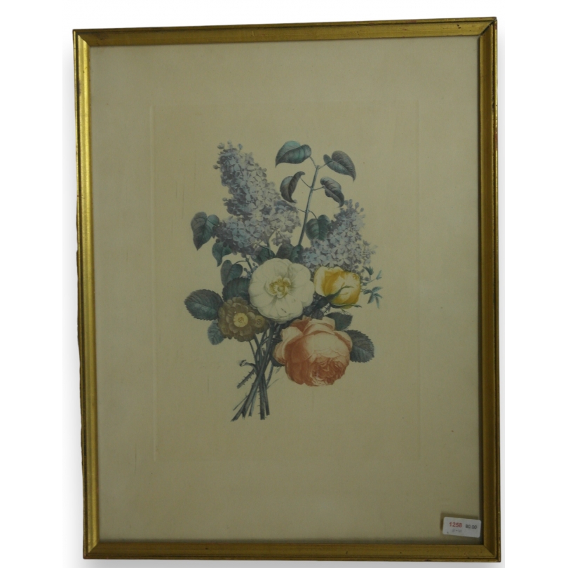 Gravure "bouquet de fleures"  sur Moinat SA  - Antiquités décoration -  Gravures, Lithos