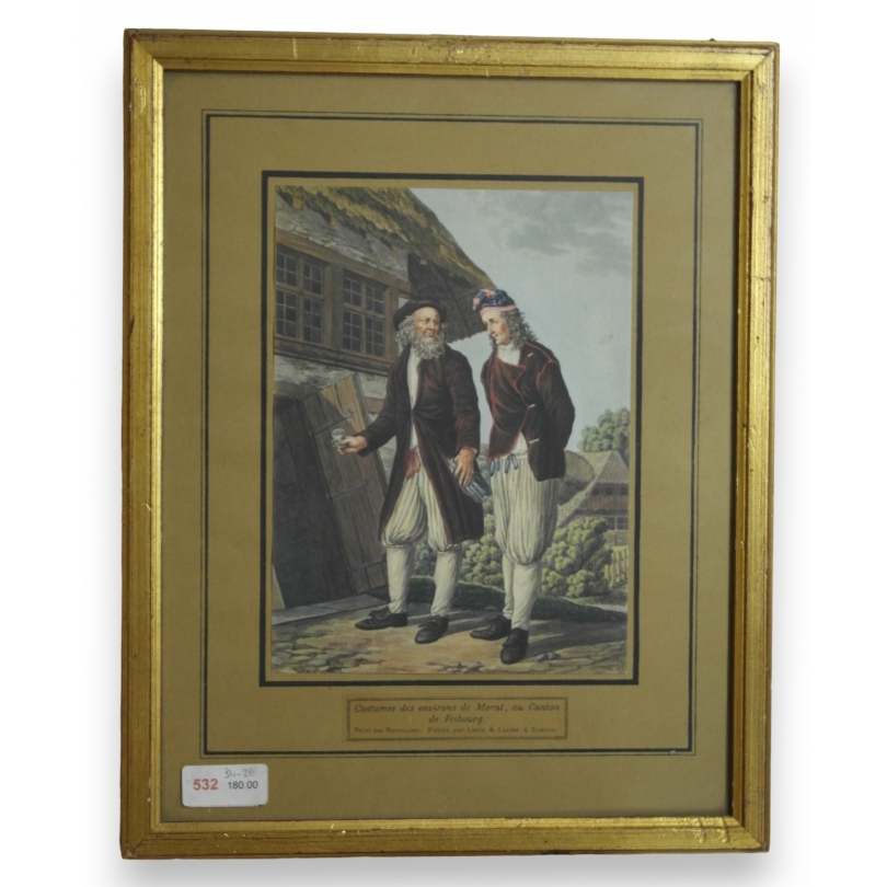 Engraving: ‘Costumes from the Moinat area’ by Moinat SA – Antiques and home décor – Engravings, lithographs