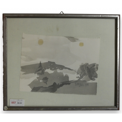Aquarelle signée Rougier 1978  sur Moinat SA  - Antiquités décoration -  Gouaches, Aquarelles, Pastels