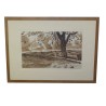 Aquarelle sépia "Paysage" signée David  sur Moinat SA  - Antiquités décoration -  Gouaches, Aquarelles, Pastels