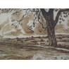 Aquarelle sépia "Paysage" signée David  sur Moinat SA  - Antiquités décoration -  Gouaches, Aquarelles, Pastels